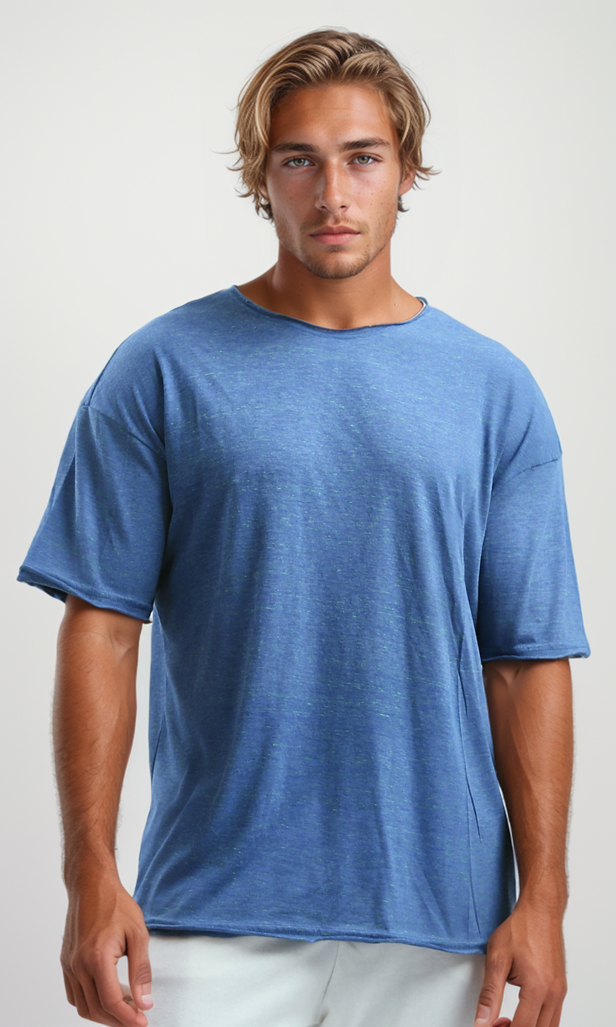 O192540 Elbow Sleeves Heather Blue Summer Tee