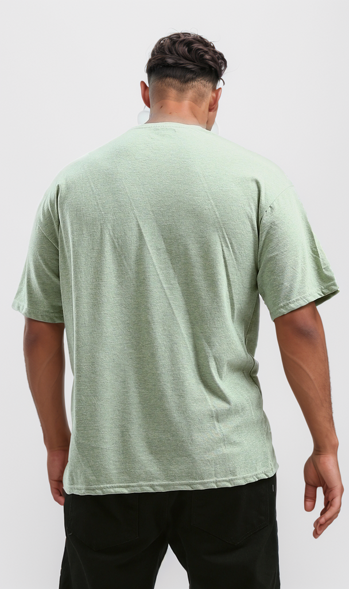 O192543 Elbow Sleeves Summer Tee With Relaxed Fit - Heather Green