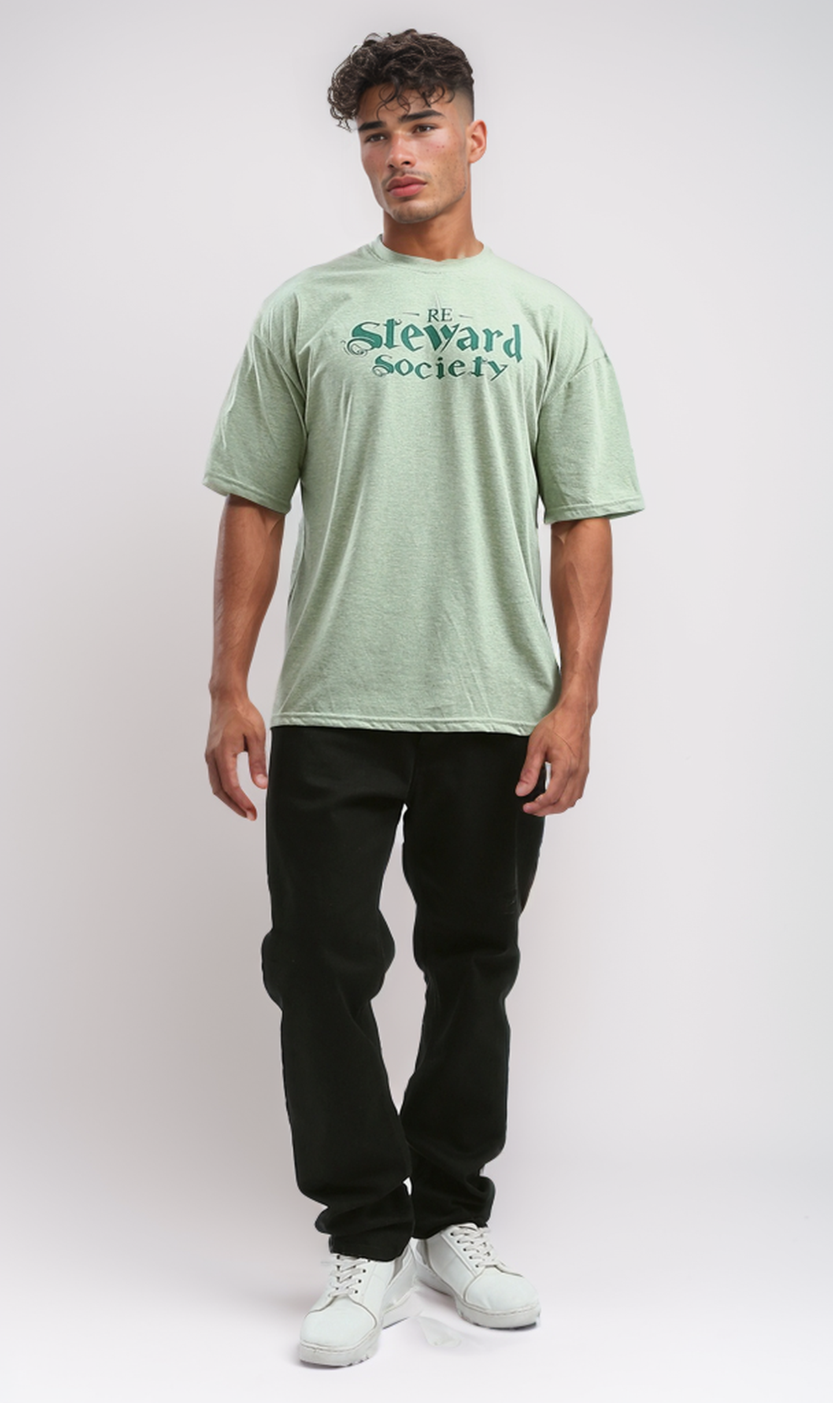 O192543 Elbow Sleeves Summer Tee With Relaxed Fit - Heather Green