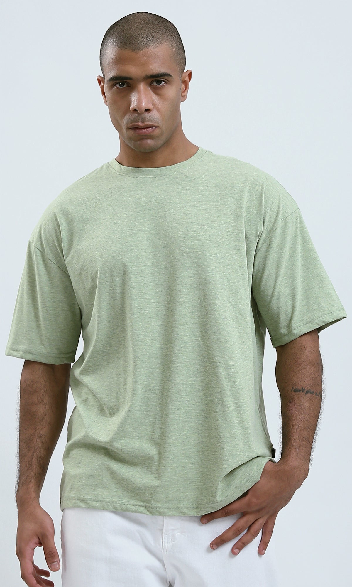 O192544 - Summer Round Neck Heather Green Cotton Tee