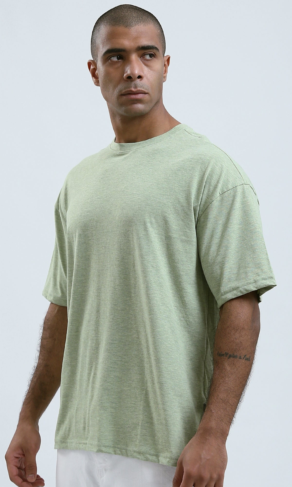 O192544 - Summer Round Neck Heather Green Cotton Tee