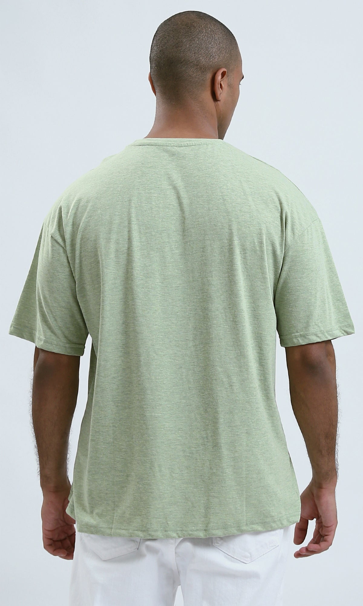 O192544 - Summer Round Neck Heather Green Cotton Tee