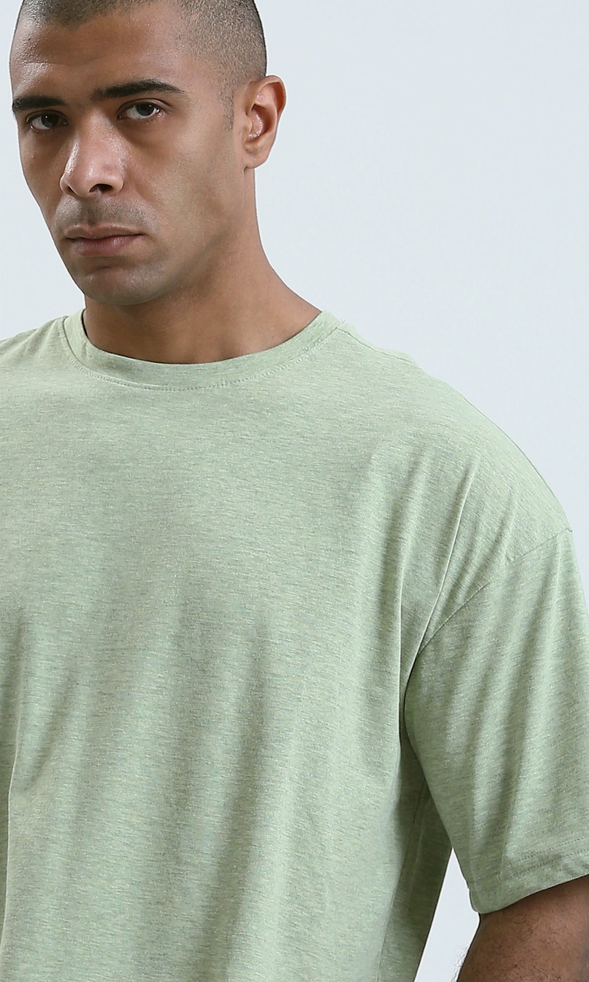 O192544 - Summer Round Neck Heather Green Cotton Tee