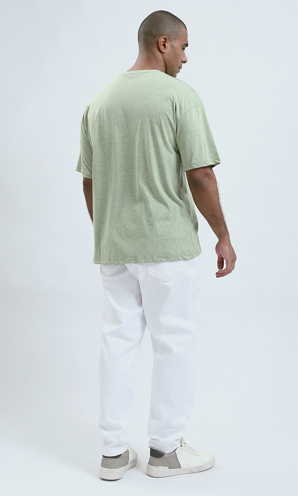 O192544 - Summer Round Neck Heather Green Cotton Tee
