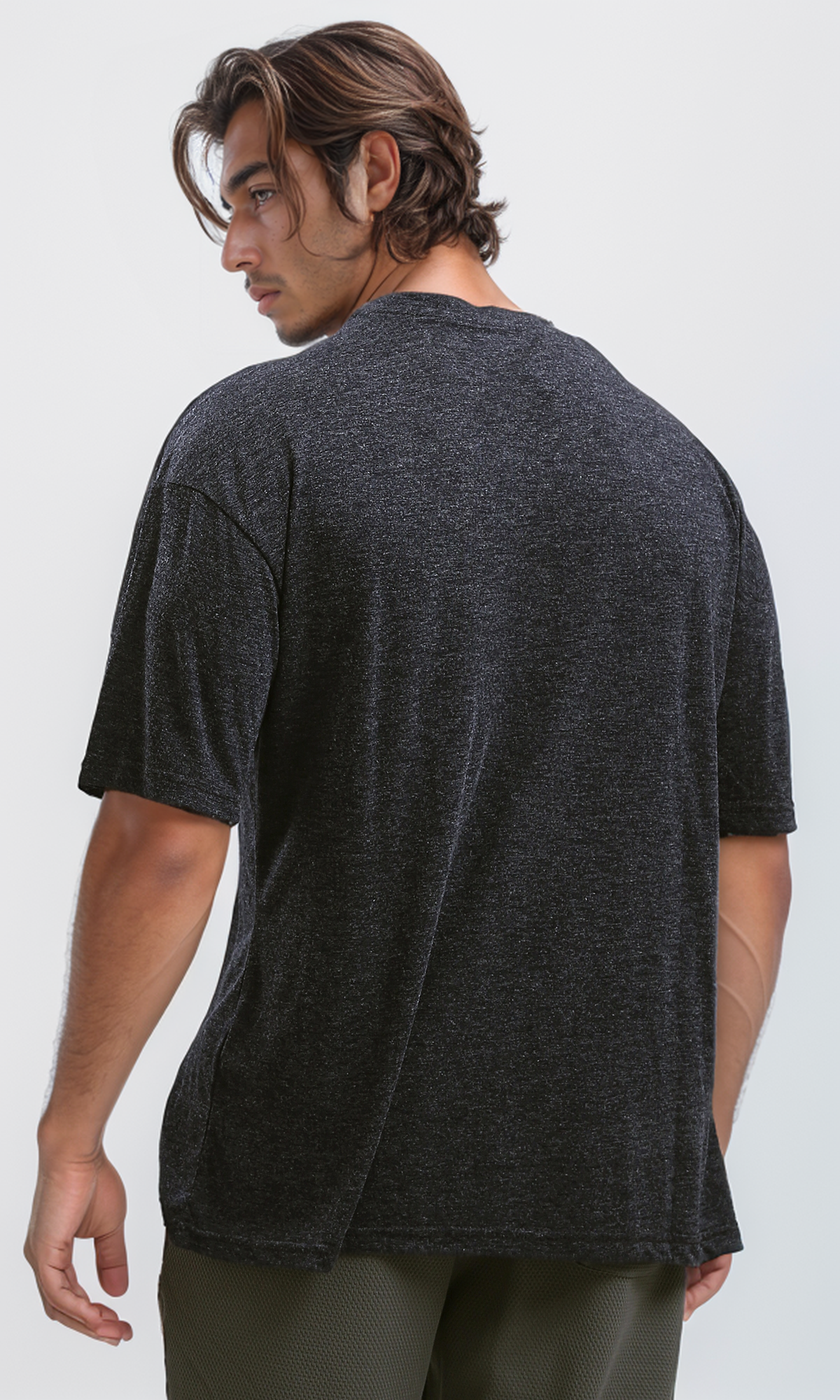 O192545 Heather Black Relaxed Fit Summer Cotton Tee