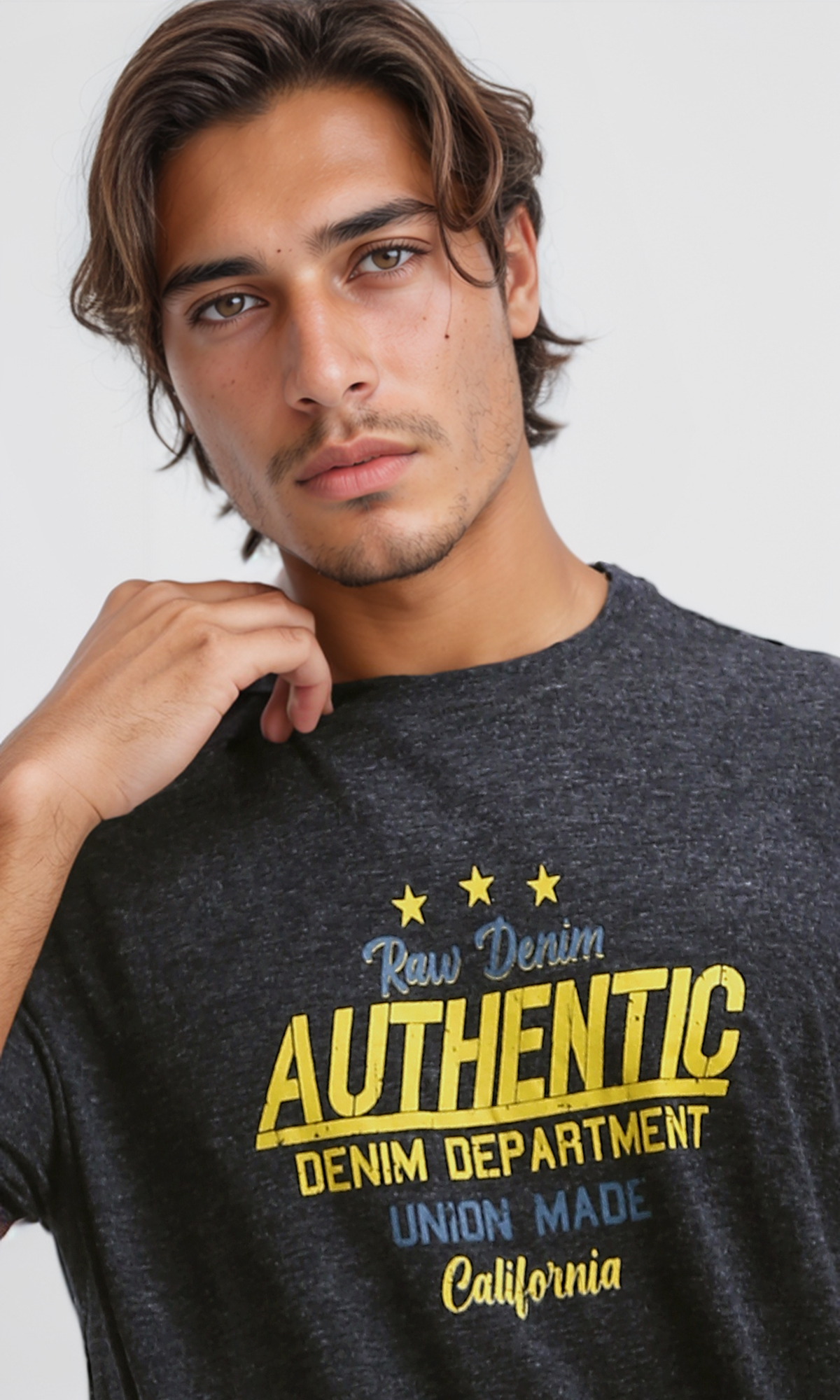 O192545 Heather Black Relaxed Fit Summer Cotton Tee