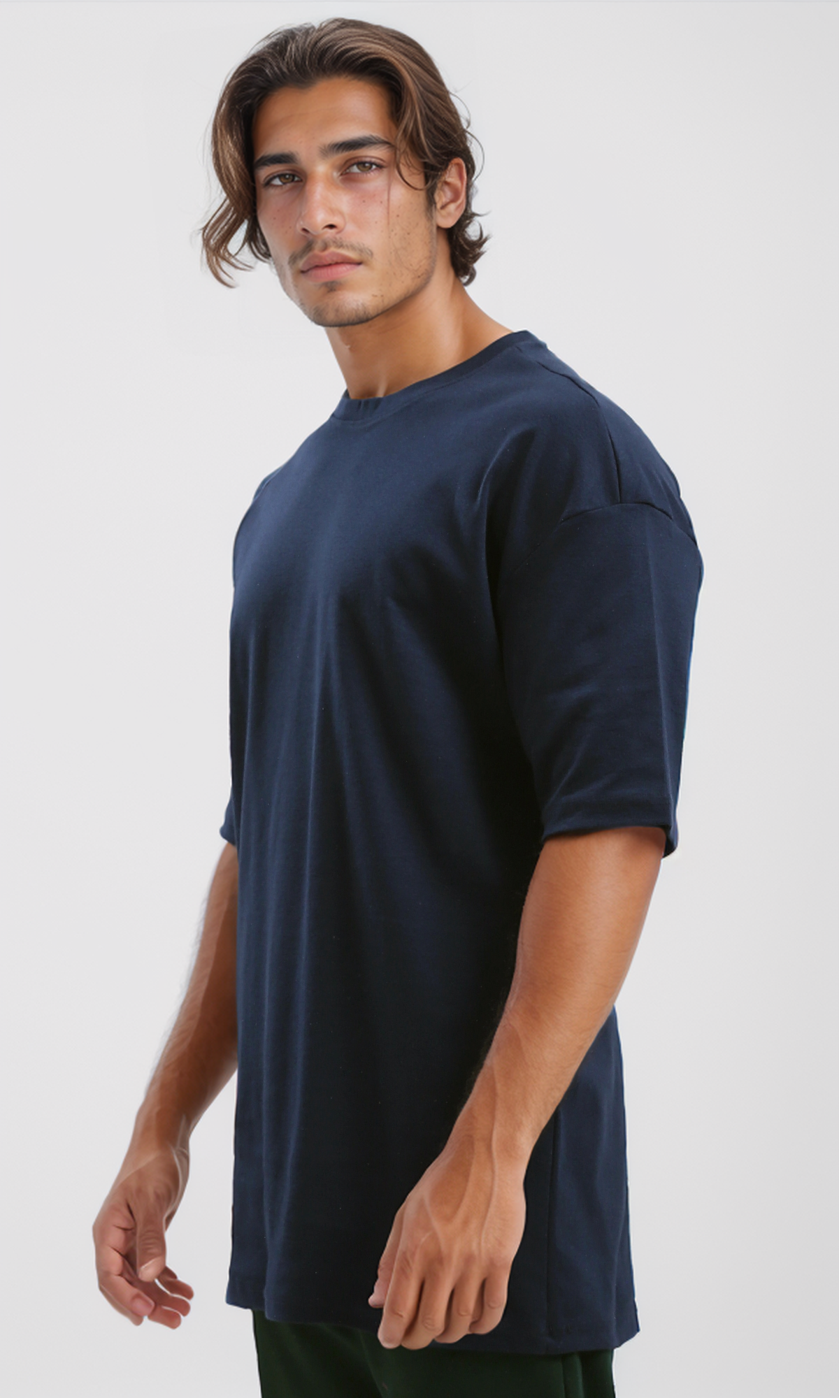 O192563 Navy Blue Solid Loose Treny Tee