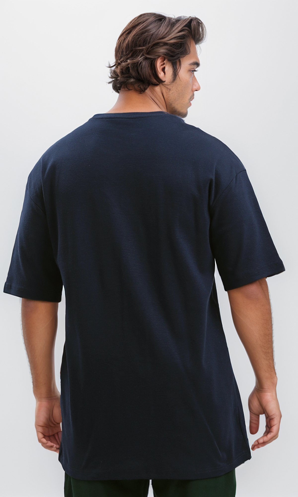 O192563 Navy Blue Solid Loose Treny Tee