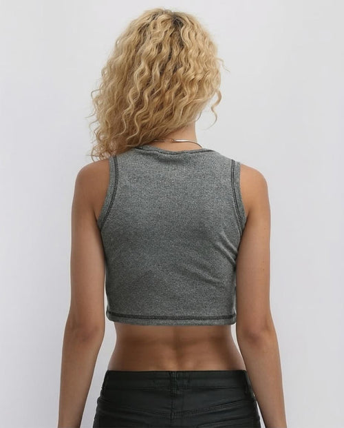 Ravin Heart-Cutout Ribbed Crop Tank in Heather Grey - O192709