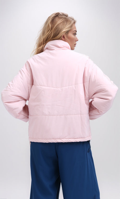 O192714 Light Simone Bomber Jacket With Buttoned Through Neck