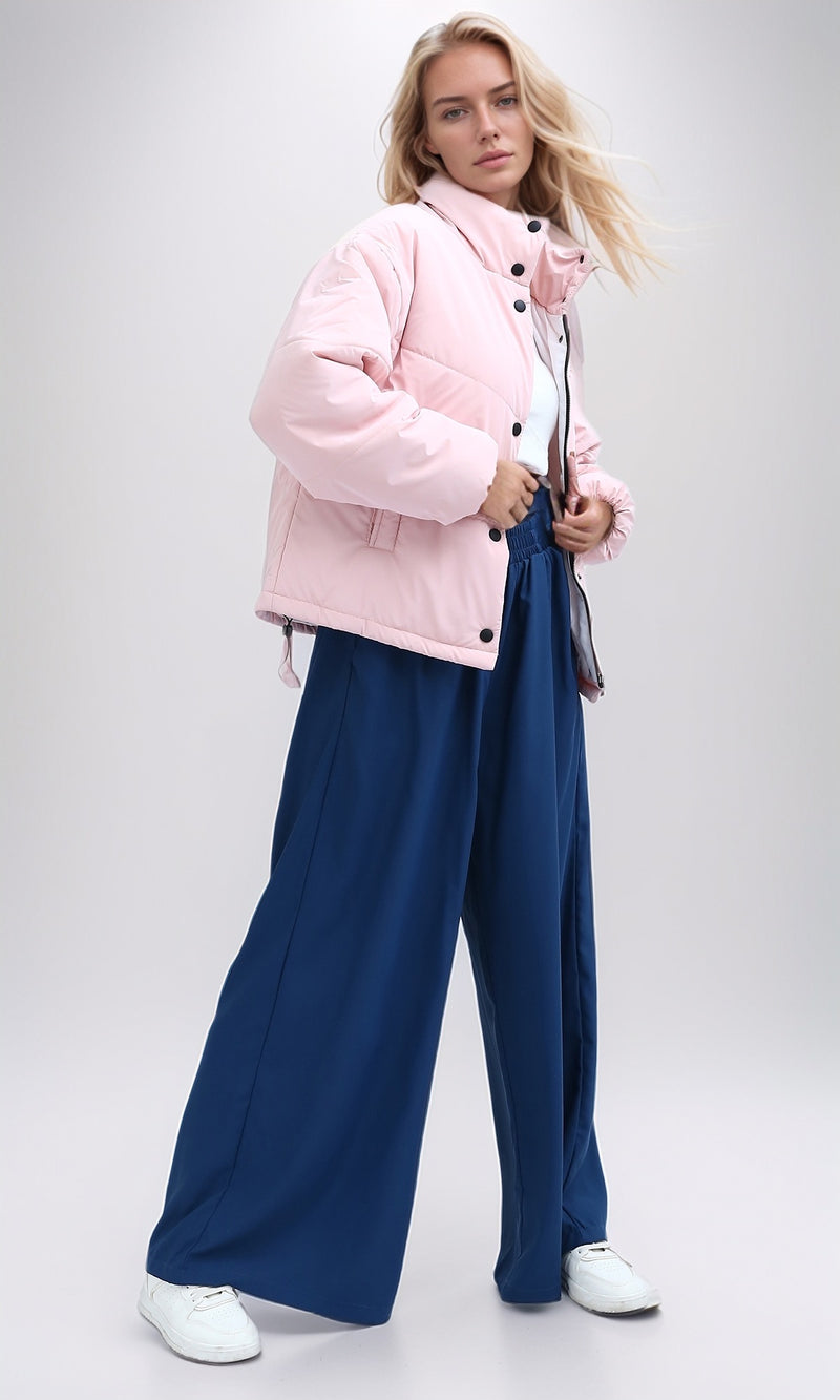 O192714 Light Simone Bomber Jacket With Buttoned Through Neck