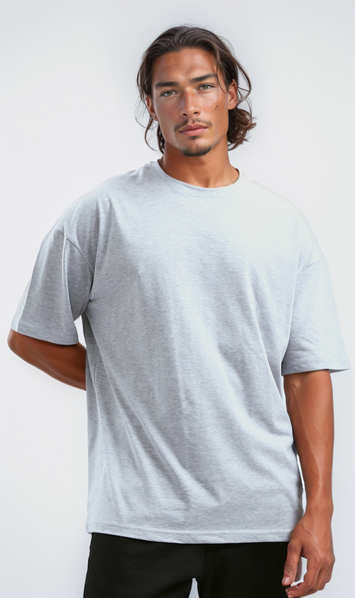 O192728 Elbow-Sleeves Heather Light Grey Tee