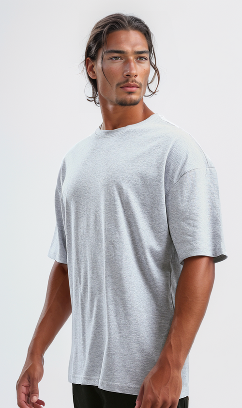 O192728 Elbow-Sleeves Heather Light Grey Tee