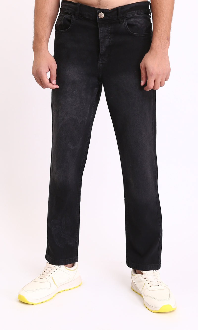 O192752 - Solid Regular Fit Casual Jeans - Black