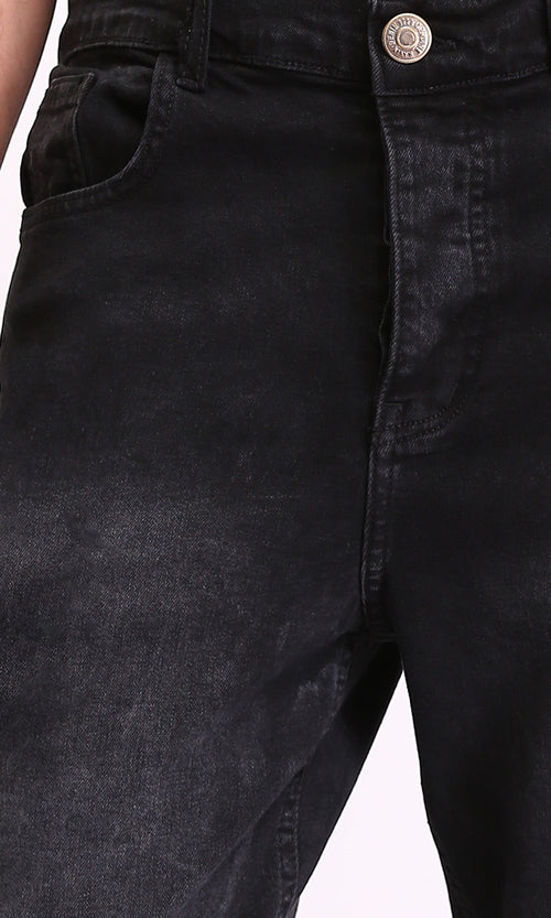 O192752 - Solid Regular Fit Casual Jeans - Black