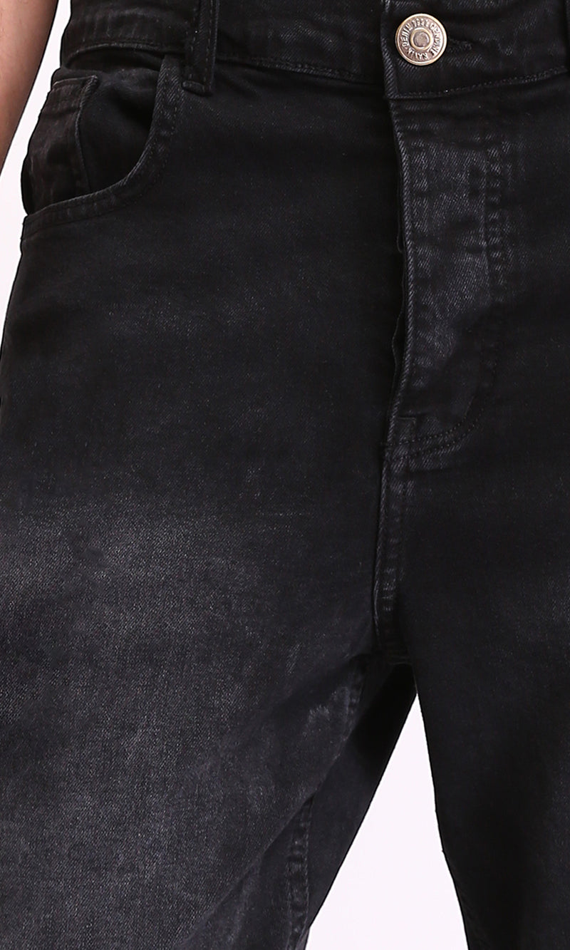 O192752 - Solid Regular Fit Casual Jeans - Black