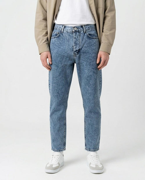 Ravin Men’s Acid-Wash Tapered Slim Jeans – Light Blue Vintage Stone - O192756