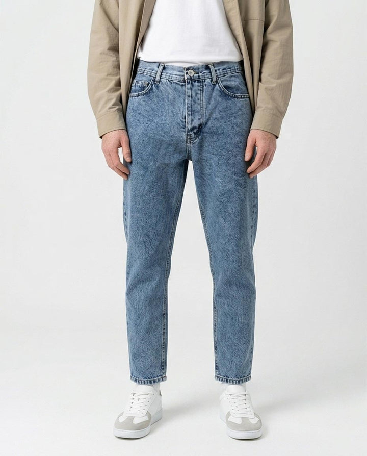 Ravin Men’s Acid-Wash Tapered Slim Jeans – Light Blue Vintage Stone - O192756