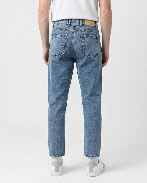 Ravin Men’s Acid-Wash Tapered Slim Jeans – Light Blue Vintage Stone - O192756