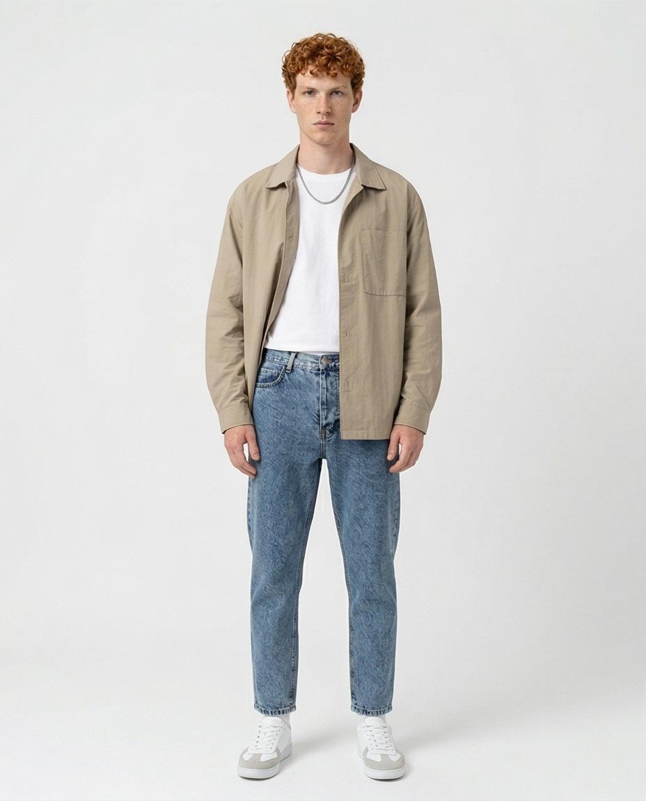 جينز رافين بقصة Tapered Slim مغسول بحمض - أزرق فاتح عتيق - O192756