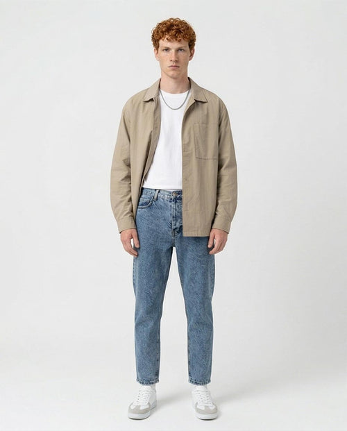 Ravin Men’s Acid-Wash Tapered Slim Jeans – Light Blue Vintage Stone - O192756