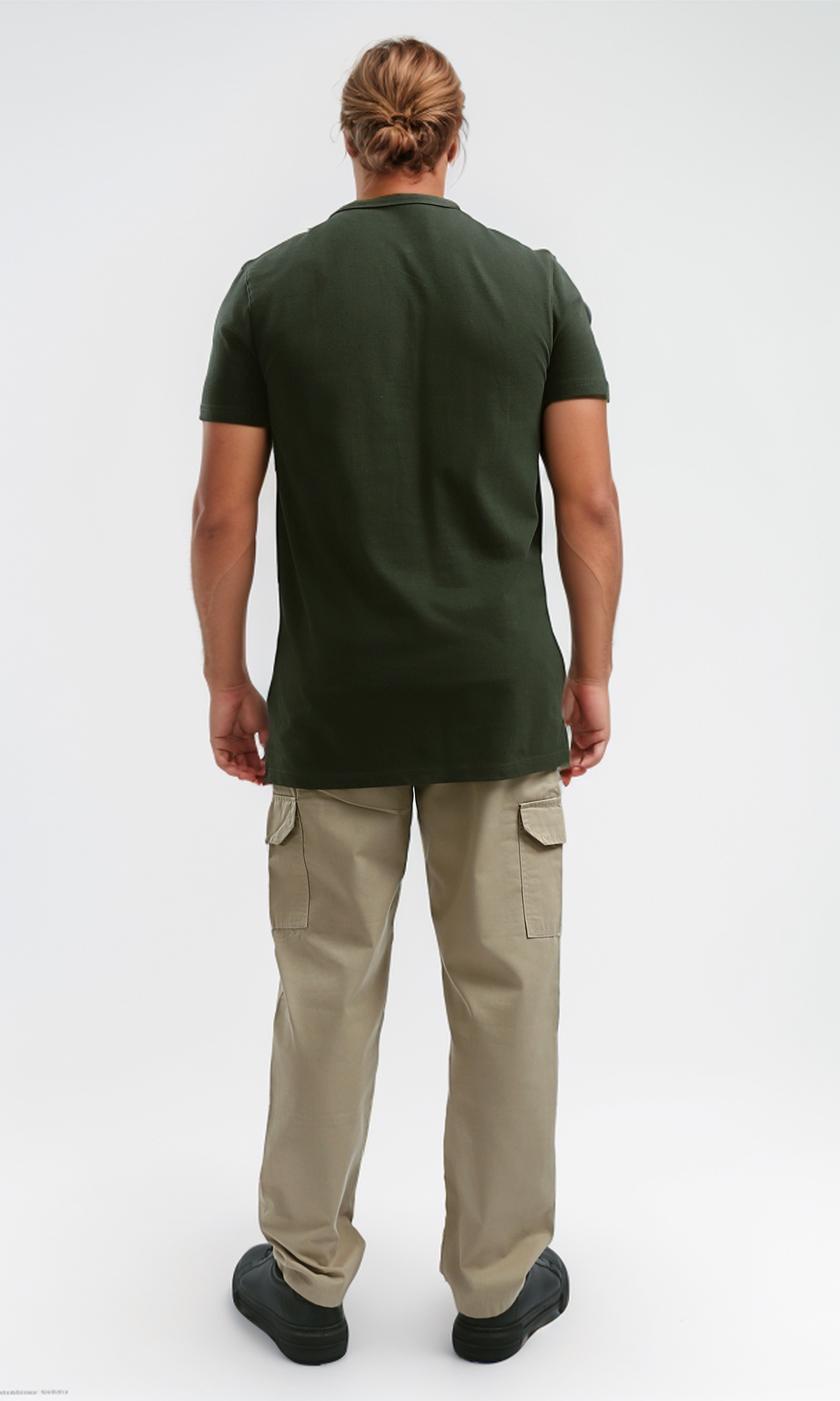 O192768 Cotton Olive Buttoned Summer Henley Shirt