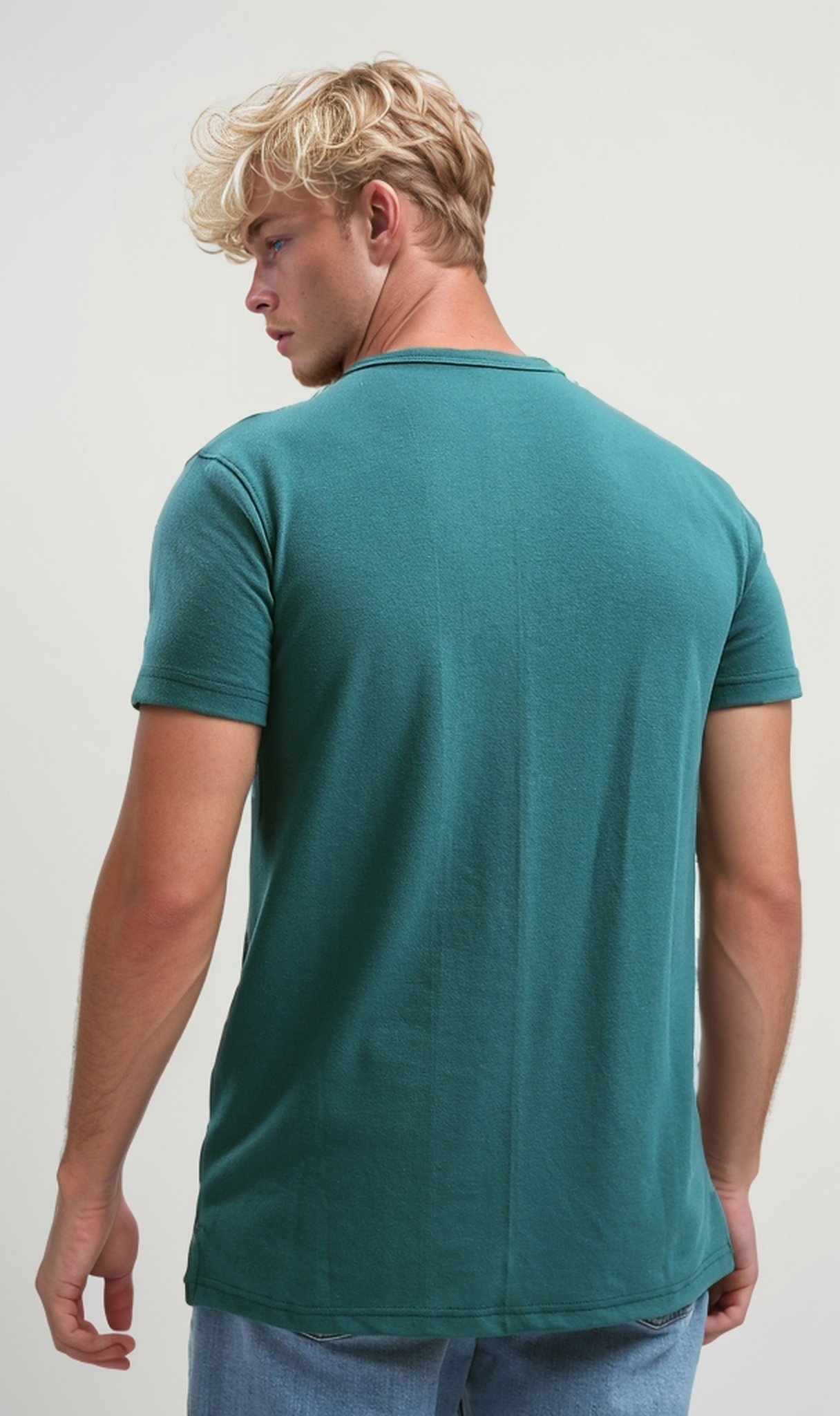 O192770 Buttoned Round Neck Henley Shirt -Mintgreen