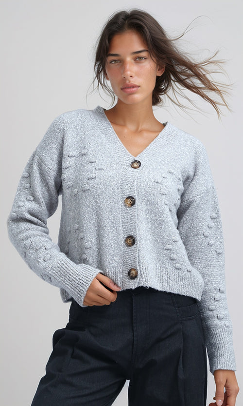 O192832 - Feminine Long Sleeves Short Cardigan - Black