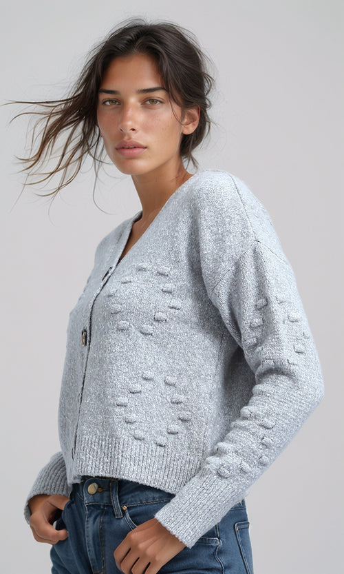 O192832 - Feminine Long Sleeves Short Cardigan - Black