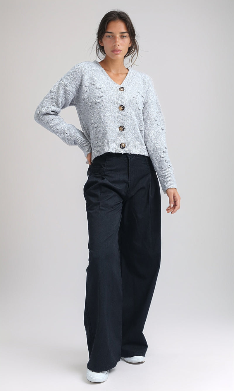 O192832 - Feminine Long Sleeves Short Cardigan - Black