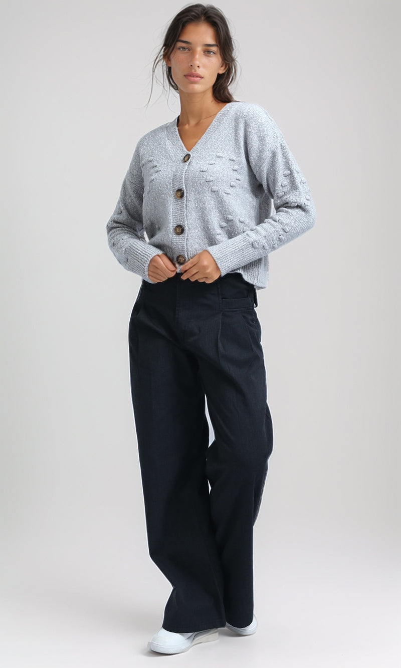 O192832 - Feminine Long Sleeves Short Cardigan - Black