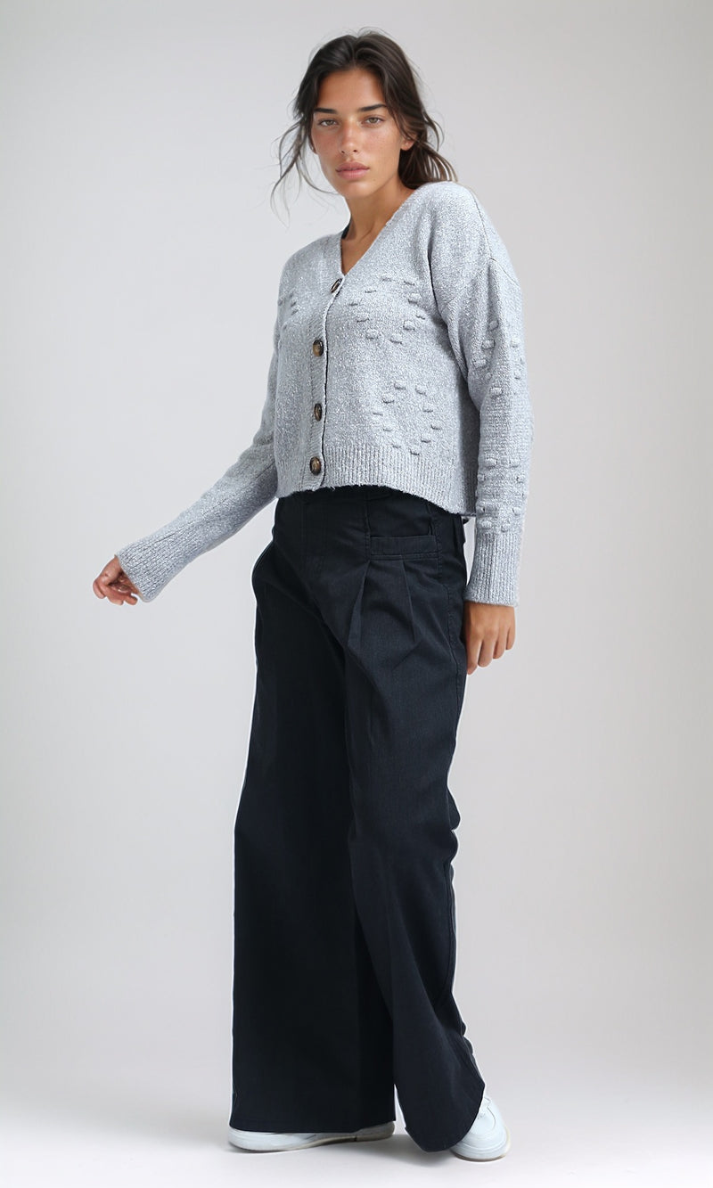 O192832 - Feminine Long Sleeves Short Cardigan - Black