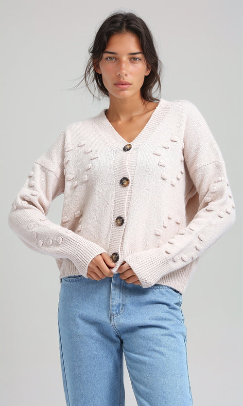 O192834 - Winter Short V-Neck Cardigan - Burgendy
