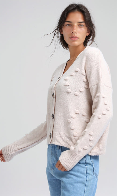 O192834 - Winter Short V-Neck Cardigan - Burgendy