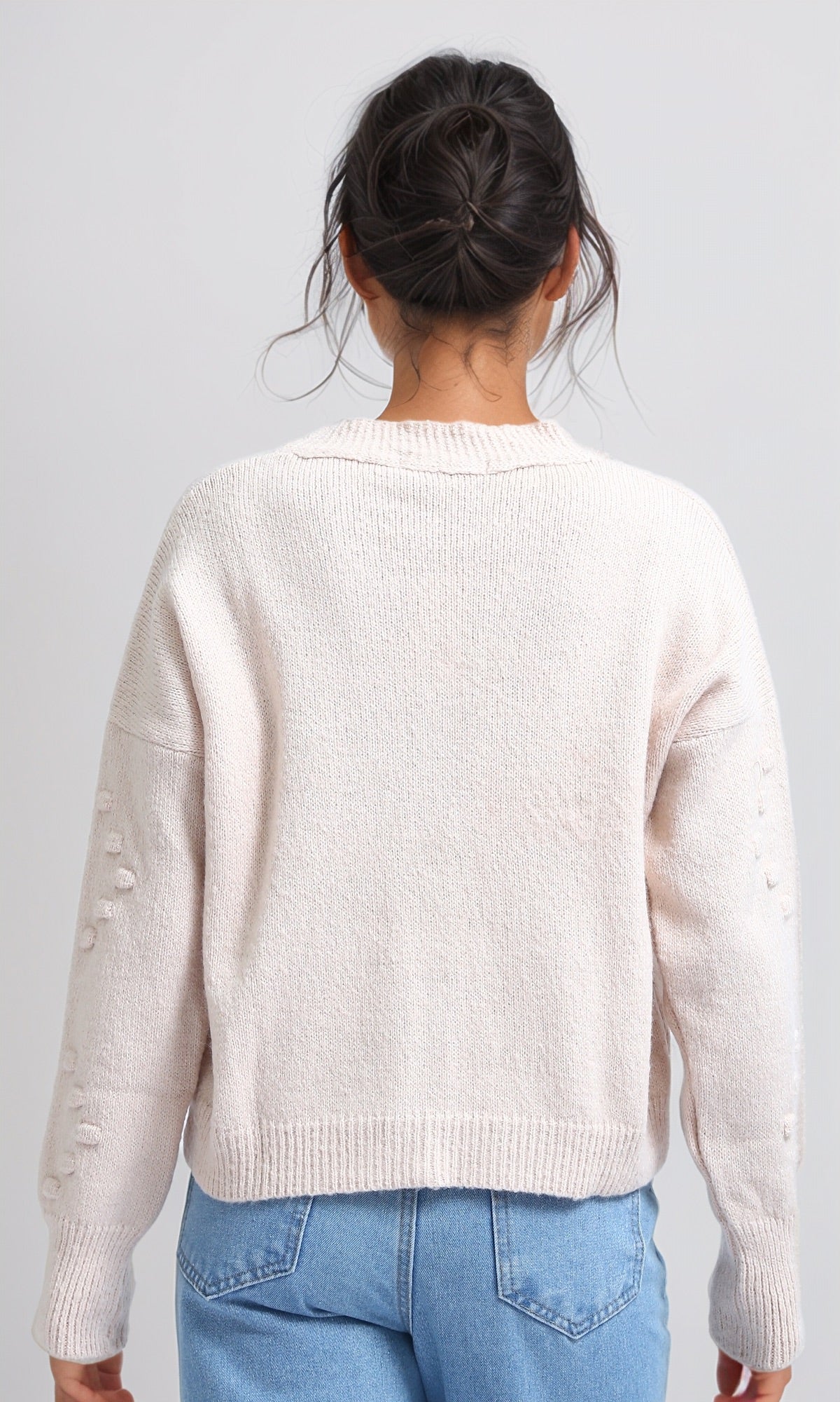 O192834 - Winter Short V-Neck Cardigan - Burgendy