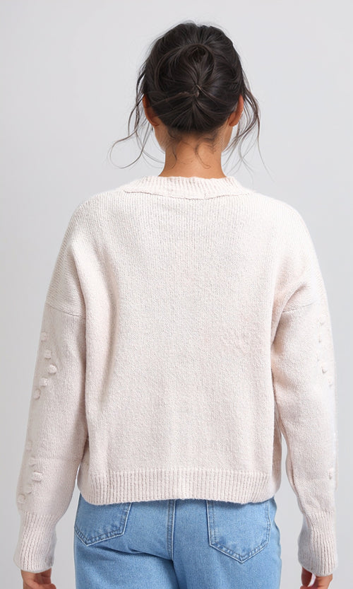 O192834 - Winter Short V-Neck Cardigan - Burgendy