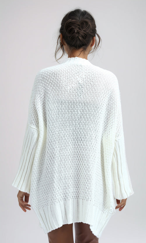 O192841 - Long Sleeves Winter Knitted Cardigan - White
