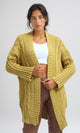 O192842 - Knitted Open Neckline Winter Cardigan - Mustard