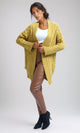 O192842 - Knitted Open Neckline Winter Cardigan - Mustard