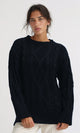 O192850 - Slip On Knitted Crew Neck Pullover - Black