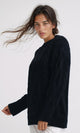 O192850 - Slip On Knitted Crew Neck Pullover - Black