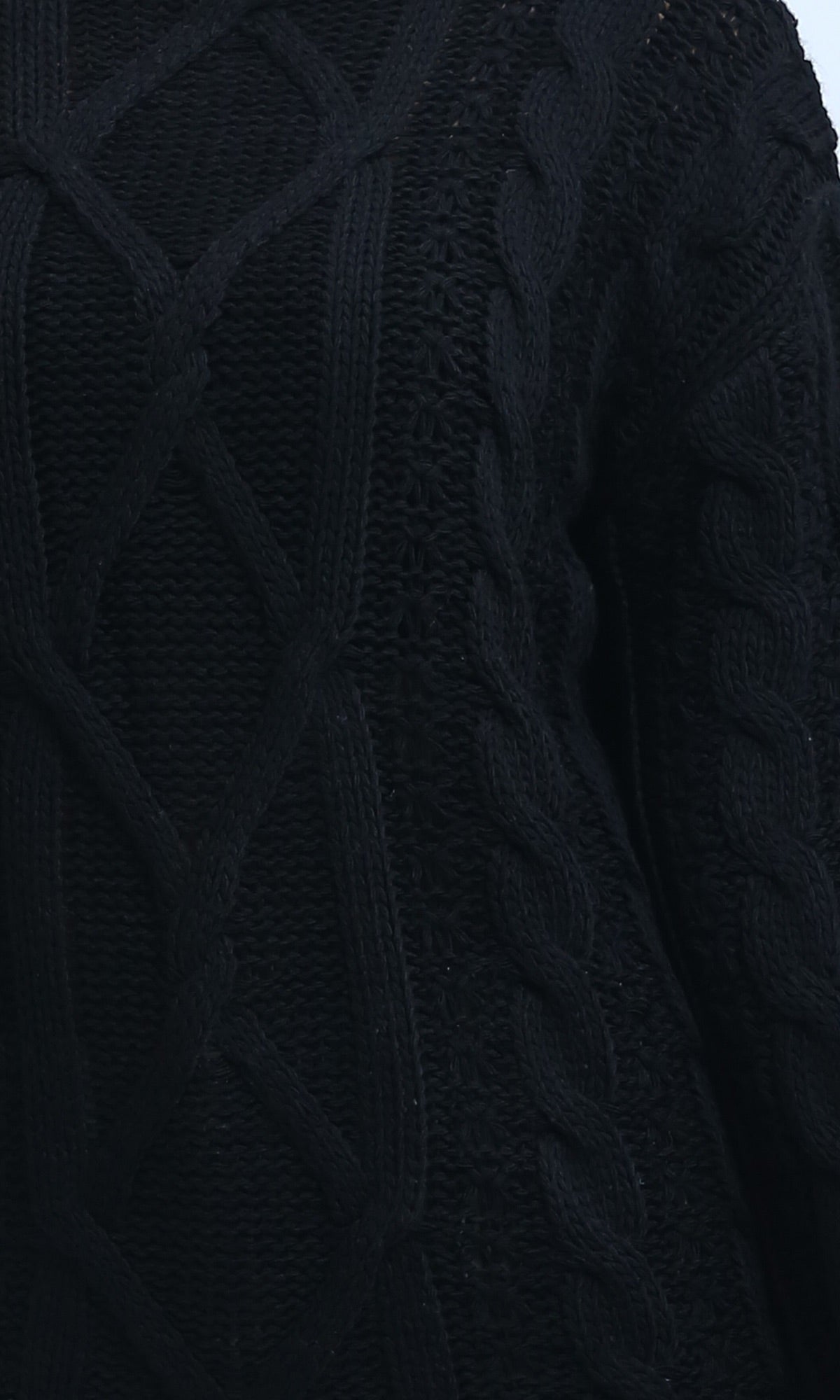 Navy Oversized Cable-Knit Crew Neck Sweater - O192850