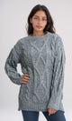 O192852 - Curl Stitch Loose Pullover - Dark Grey