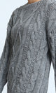 O192852 - Curl Stitch Loose Pullover - Dark Grey