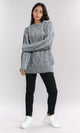 O192852 - Curl Stitch Loose Pullover - Dark Grey