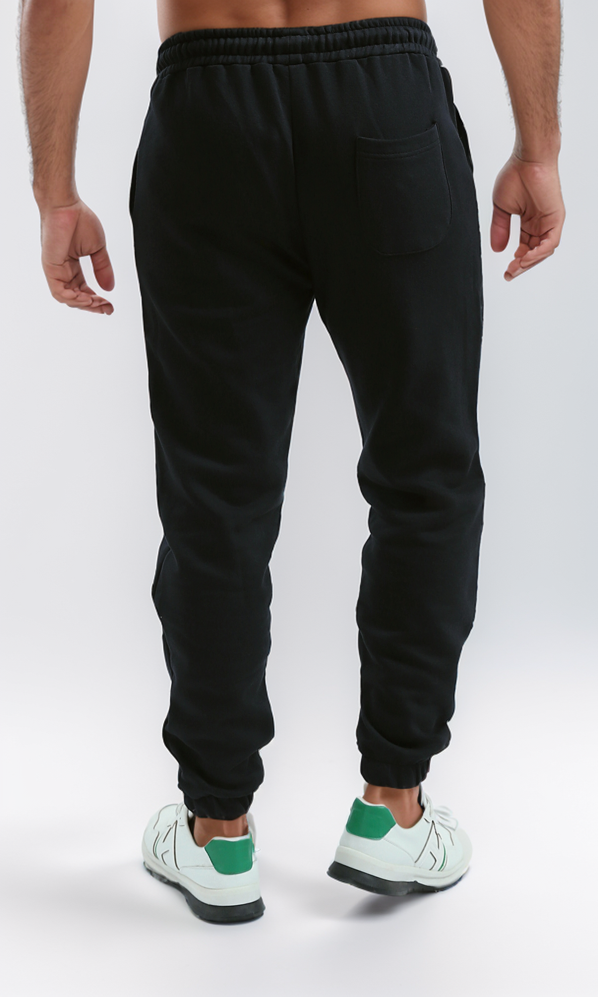 O192856 Cotton Jogger Pants With Elastic Waist - Black