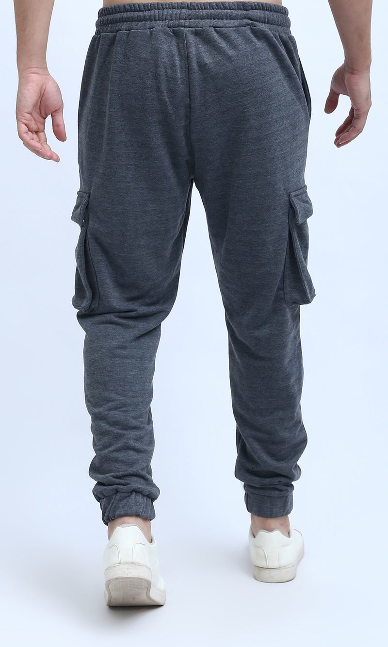 O192858 - Heather Dark Grey Slip On Solid Jogger Pants With Hem