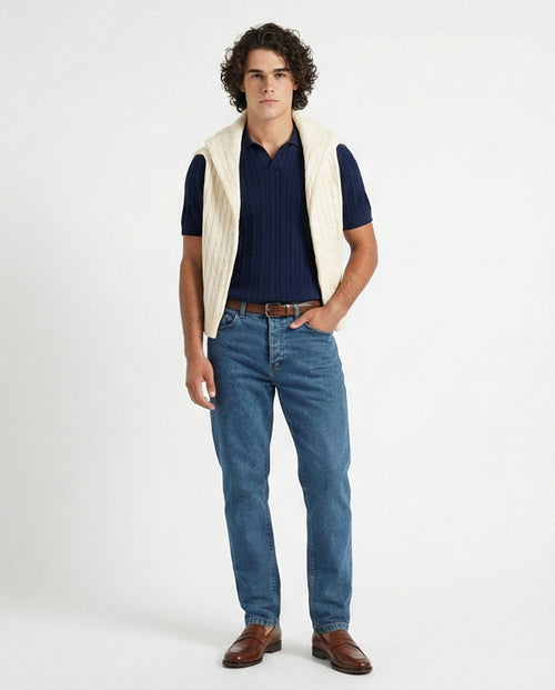 O192889 Solid Standard Jeans Blue Casual Jeans