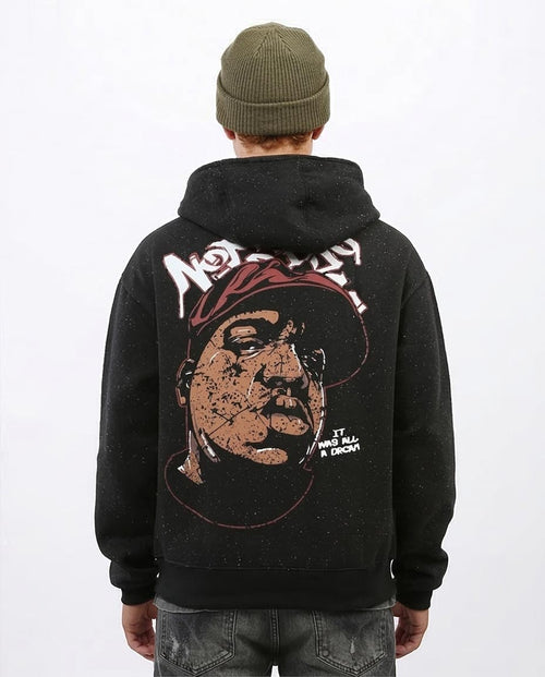 Ravin Biggie Smalls Portrait Graphic Hoodie - Black Speckle - O193133