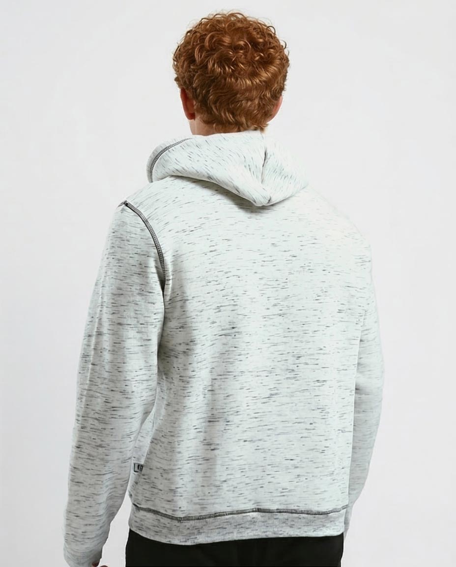 Ravin Men's Marled Salt-&-Pepper Hoodie with Contrast Flatlock Stitching - o193135